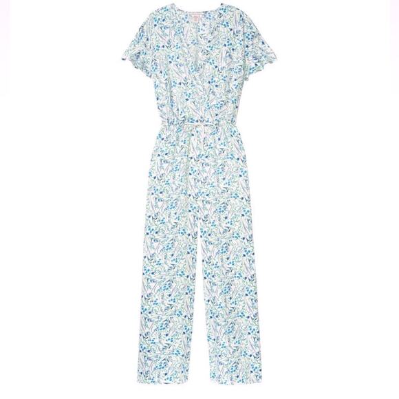 NEW Victoria’s Secret floral silky satiny tie waist romper jumpsuit cover up - Picture 3 of 12